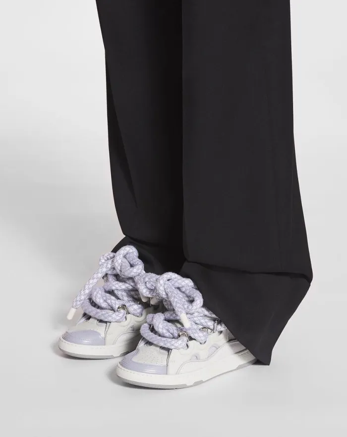 Women Lanvin Sneakers Curb Sneakers In Leather With Snake Laces White Women Lanvin Sneakers Curb Sneakers In Leather With Snake Laces White
