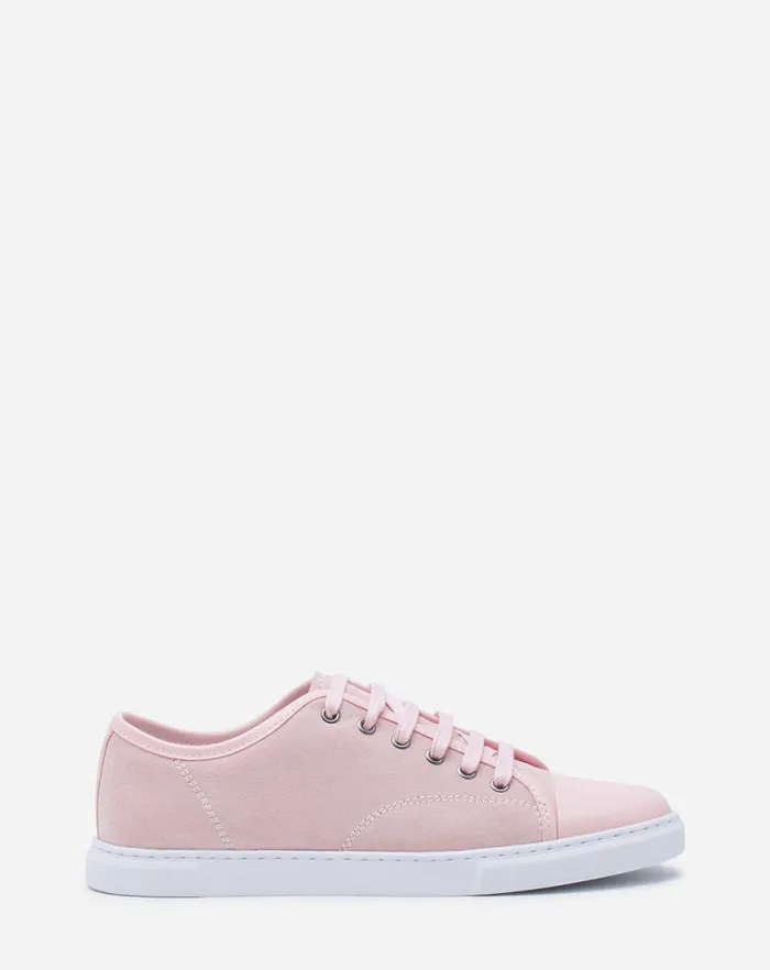 Women Lanvin Sneakers Dbb1 Leather And Suede Sneakers Pale Pink