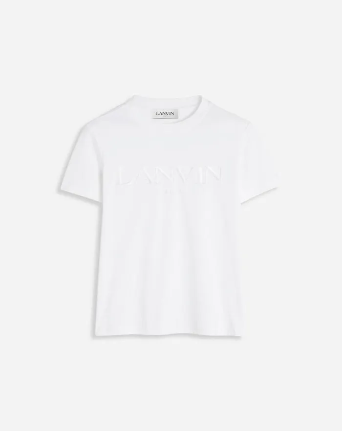 Women Lanvin TShirts and Sweatshirts Classic Fit Lanvin Embroidered Tshirt Optic White Women Lanvin TShirts and Sweatshirts Classic Fit Lanvin Embroidered Tshirt Optic White