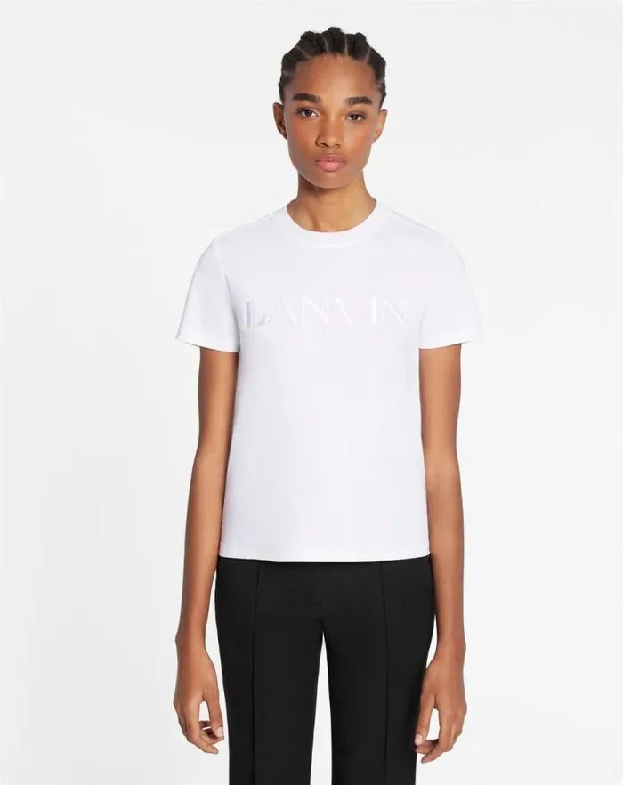 Women Lanvin TShirts and Sweatshirts Classic Fit Lanvin Embroidered Tshirt Optic White Women Lanvin TShirts and Sweatshirts Classic Fit Lanvin Embroidered Tshirt Optic White