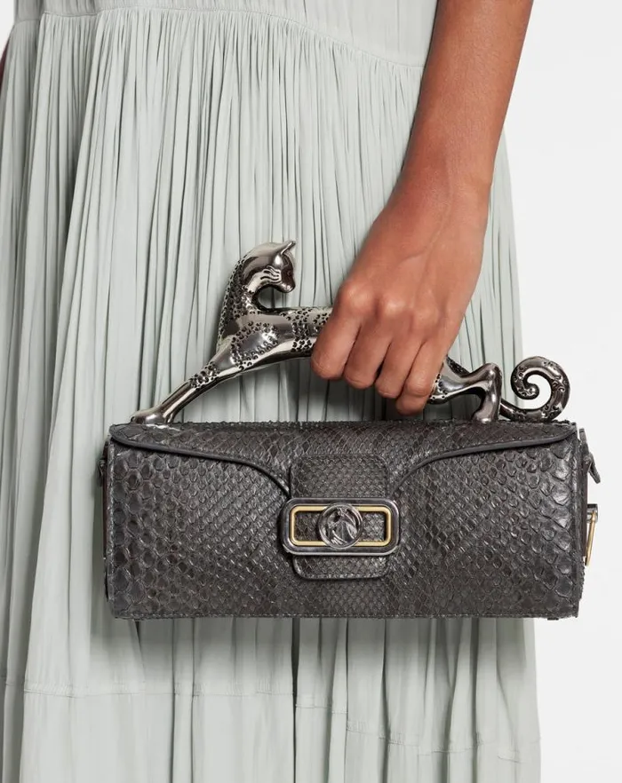 Women Lanvin Tote Bags and Top Handle Bags Medium Pencil Cat Bag In Python Anthracite Women Lanvin Tote Bags and Top Handle Bags Medium Pencil Cat Bag In Python Anthracite