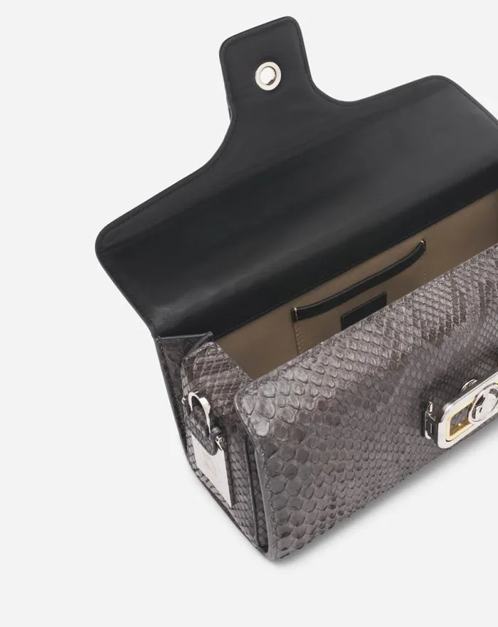 Women Lanvin Tote Bags and Top Handle Bags Medium Pencil Cat Bag In Python Anthracite Women Lanvin Tote Bags and Top Handle Bags Medium Pencil Cat Bag In Python Anthracite