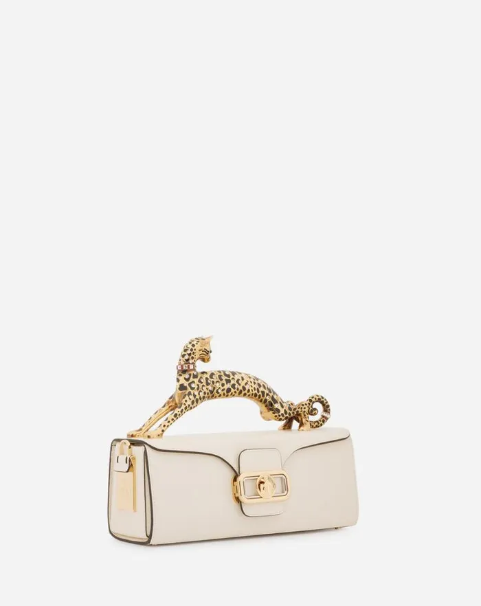 Women Lanvin Tote Bags and Top Handle Bags Pencil Cat Bag In Shiny Calfskin Leather And Rhinestones Ivory Women Lanvin Tote Bags and Top Handle Bags Pencil Cat Bag In Shiny Calfskin Leather And Rhinestones Ivory