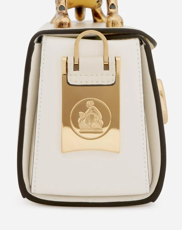 Women Lanvin Tote Bags and Top Handle Bags Pencil Cat Bag In Shiny Calfskin Leather And Rhinestones Ivory Women Lanvin Tote Bags and Top Handle Bags Pencil Cat Bag In Shiny Calfskin Leather And Rhinestones Ivory