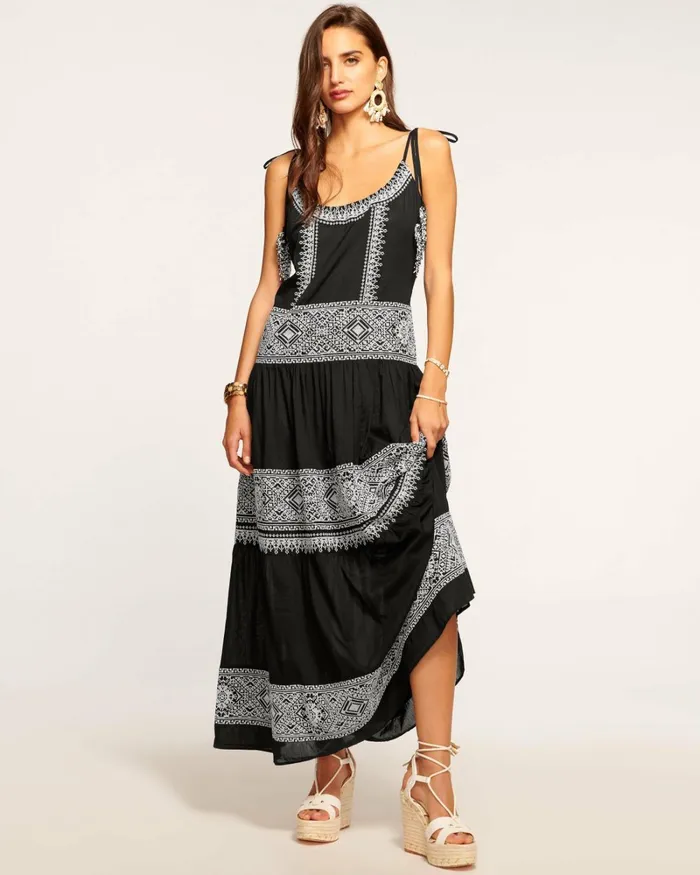 Women Lexie Coverup Maxi Dress Black Embroidered Ramy Brook Swimwear Women Lexie Coverup Maxi Dress Black Embroidered Ramy Brook Swimwear