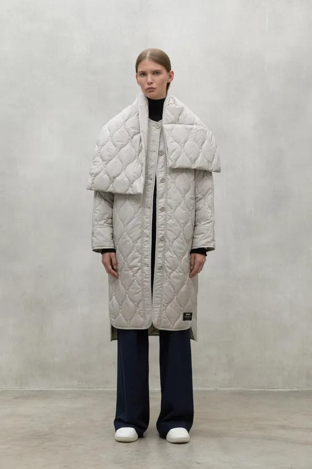 Women Light Beige Lezna Coat With Band Ecoalf Coats And Jackets