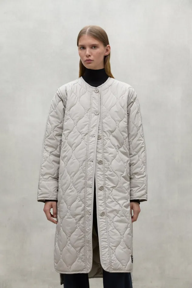 Women Light Beige Lezna Coat With Band Ecoalf Coats And Jackets