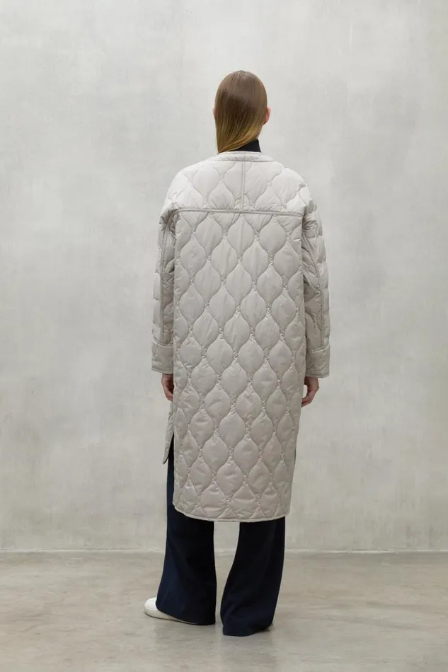 Women Light Beige Lezna Coat With Band Ecoalf Coats And Jackets