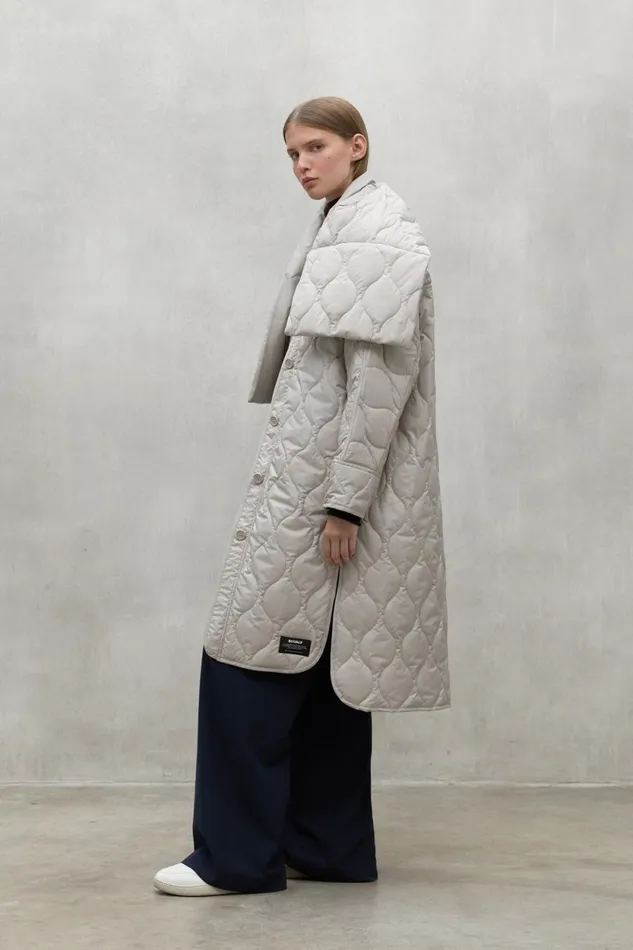 Women Light Beige Lezna Coat With Band Ecoalf Coats And Jackets