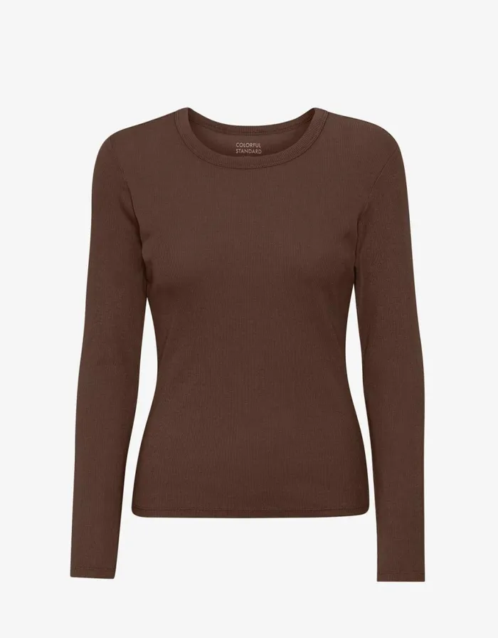 Women Long Sleeve Tops Colorful Standard Women Organic Rib LS TShirt Coffee Brown Women Long Sleeve Tops Colorful Standard Women Organic Rib LS TShirt Coffee Brown
