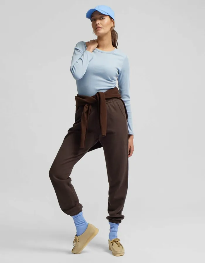Women Long Sleeve Tops Colorful Standard Women Organic Rib LS TShirt Coffee Brown
