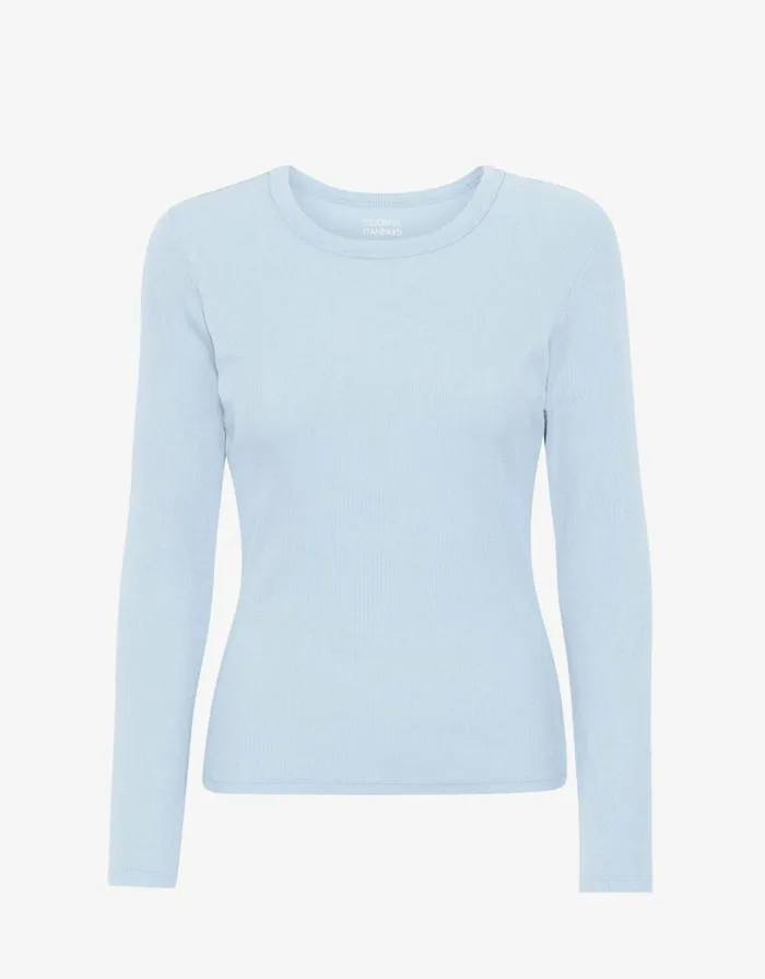 Women Long Sleeve Tops Colorful Standard Women Organic Rib LS TShirt Polar Blue Women Long Sleeve Tops Colorful Standard Women Organic Rib LS TShirt Polar Blue