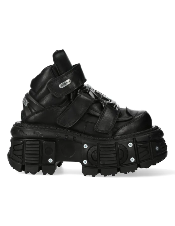 WomenMen Ankle Boot Black Imperfect M285C52 New Rock Booties WomenMen Ankle Boot Black Imperfect M285C52 New Rock Booties