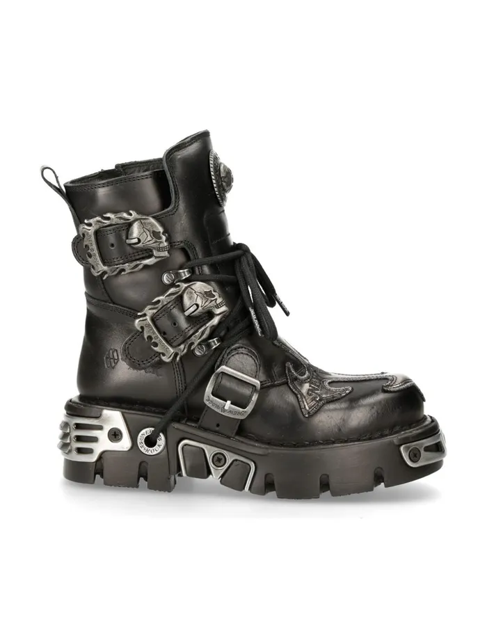 WomenMen Ankle Boot Black Reactor M407S1 New Rock Boots WomenMen Ankle Boot Black Reactor M407S1 New Rock Boots
