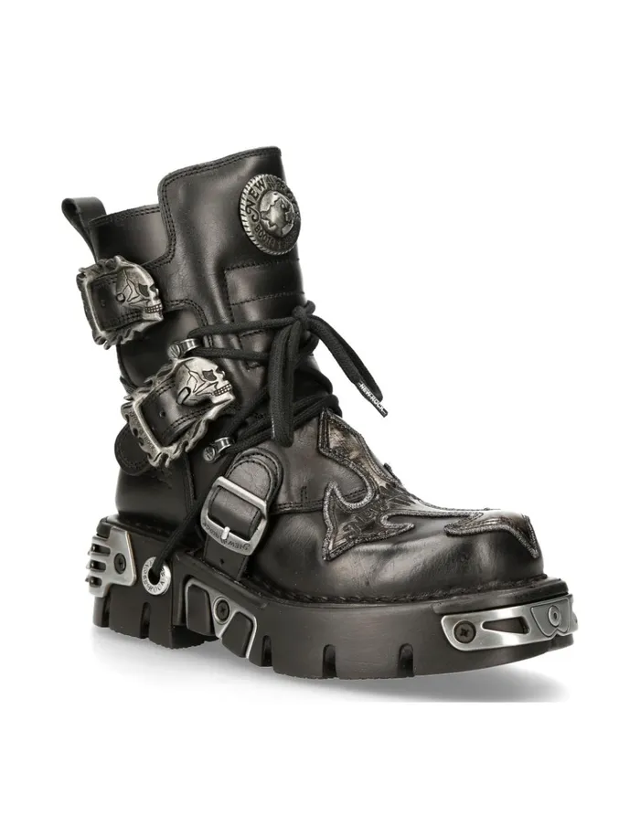 WomenMen Ankle Boot Black Reactor M407S1 New Rock Boots WomenMen Ankle Boot Black Reactor M407S1 New Rock Boots