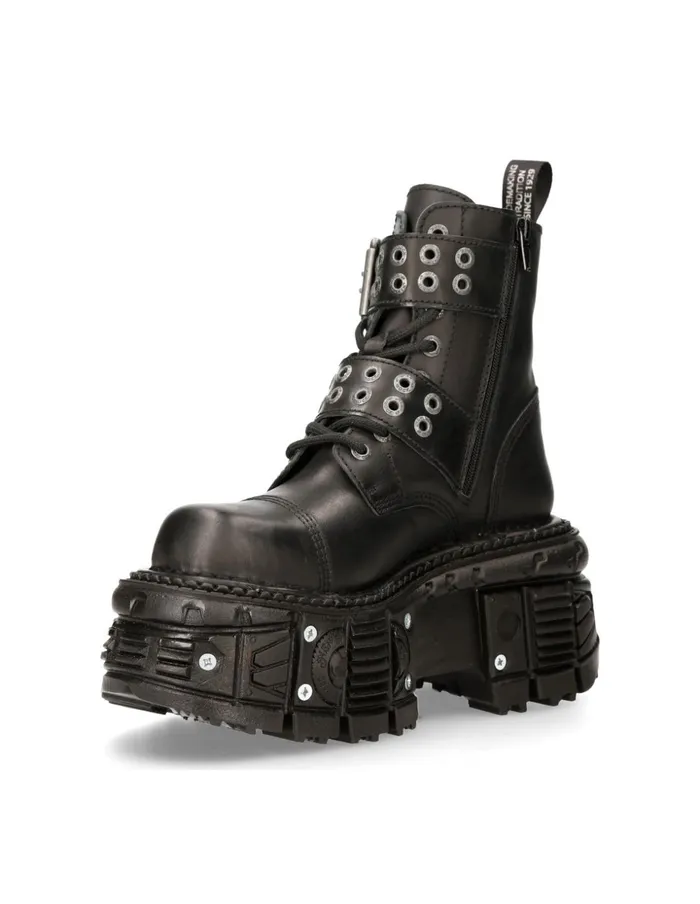 WomenMen Boot Black Imperfect MMili246C1 New Rock Boots WomenMen Boot Black Imperfect MMili246C1 New Rock Boots