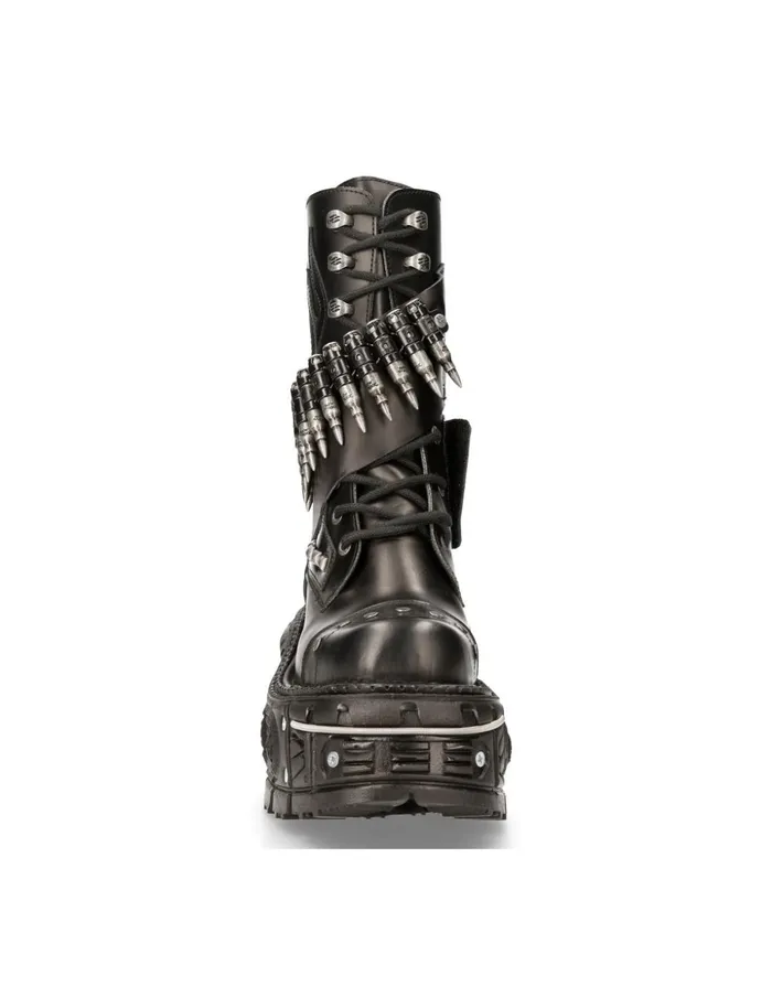 WomenMen Boot Black Imperfect With Laces M297C4 New Rock Boots WomenMen Boot Black Imperfect With Laces M297C4 New Rock Boots