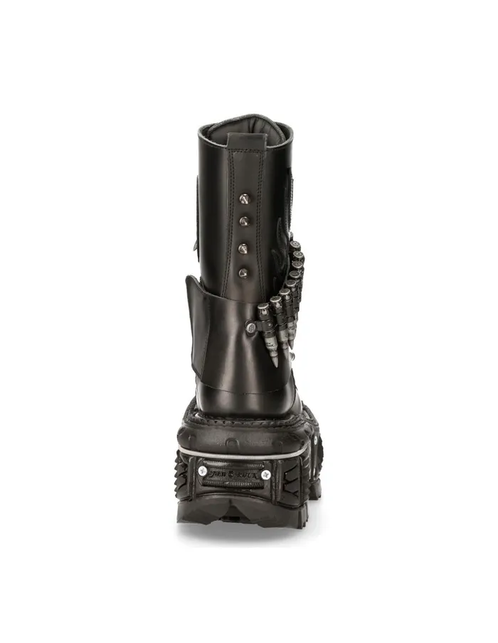 WomenMen Boot Black Imperfect With Laces M297C4 New Rock Boots WomenMen Boot Black Imperfect With Laces M297C4 New Rock Boots
