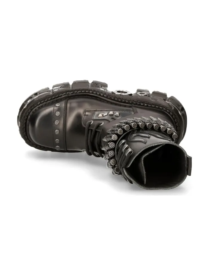 WomenMen Boot Black Imperfect With Laces M297C4 New Rock Boots WomenMen Boot Black Imperfect With Laces M297C4 New Rock Boots