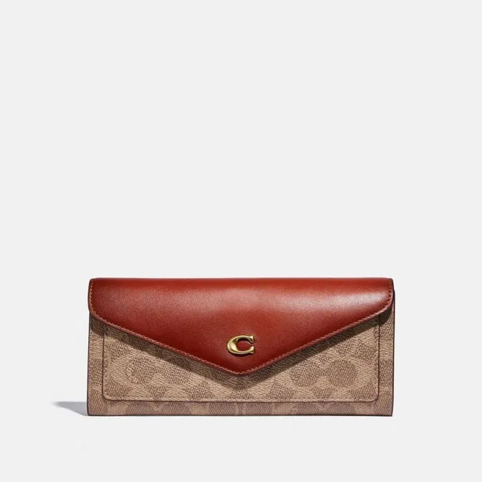 WomenMen Clutches Coach Wyn Soft Wallet In Colorblock Signature Canvas Brasstanrust WomenMen Clutches Coach Wyn Soft Wallet In Colorblock Signature Canvas Brasstanrust
