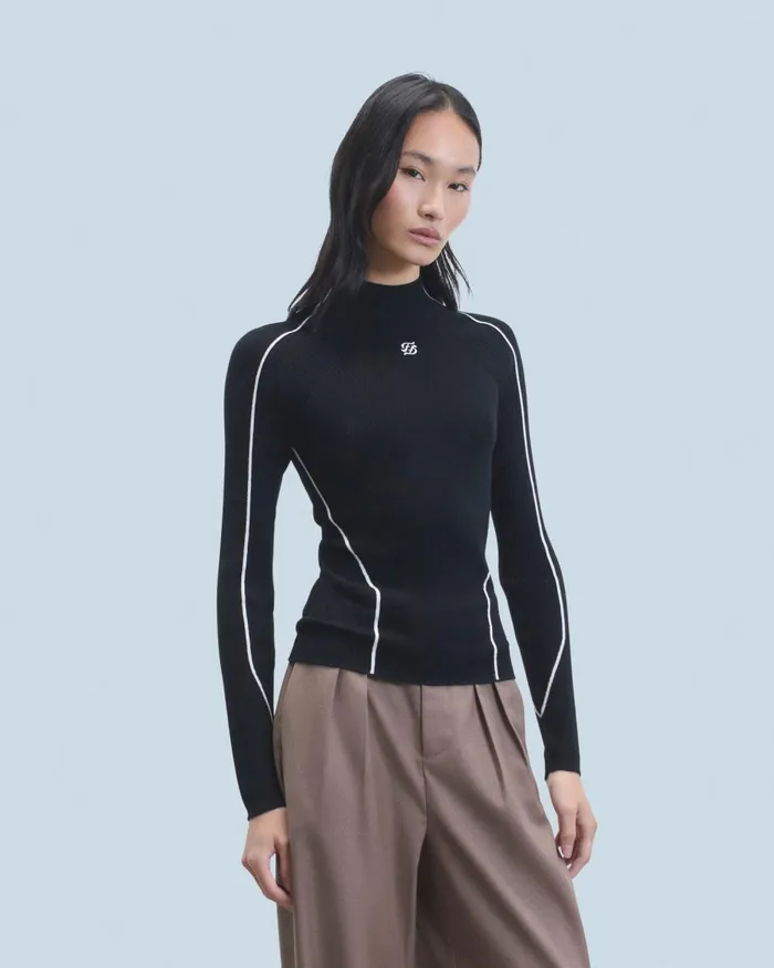 Women Merino Wool Sweaters From Future MockNeck Sweater Black