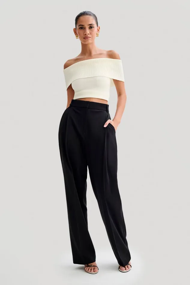 Women Meshki Bottoms Amelie Suiting Straight Leg Pants 8211 Black
