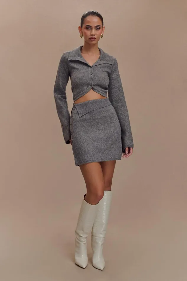 Women Meshki Bottoms Annabelle Knit Mini Skirt 8211 Charcoal