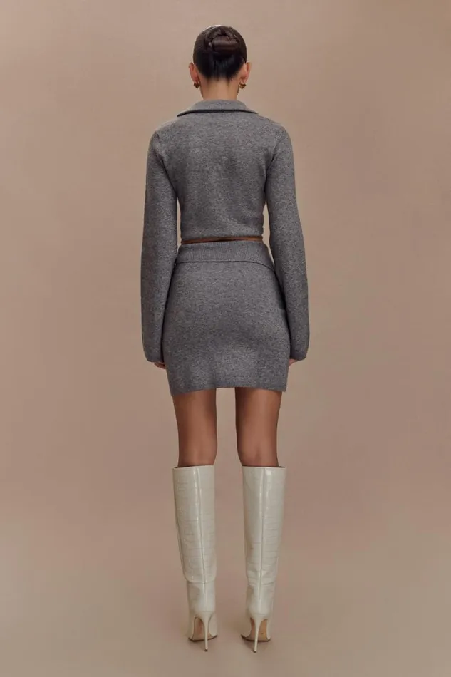 Women Meshki Bottoms Annabelle Knit Mini Skirt 8211 Charcoal