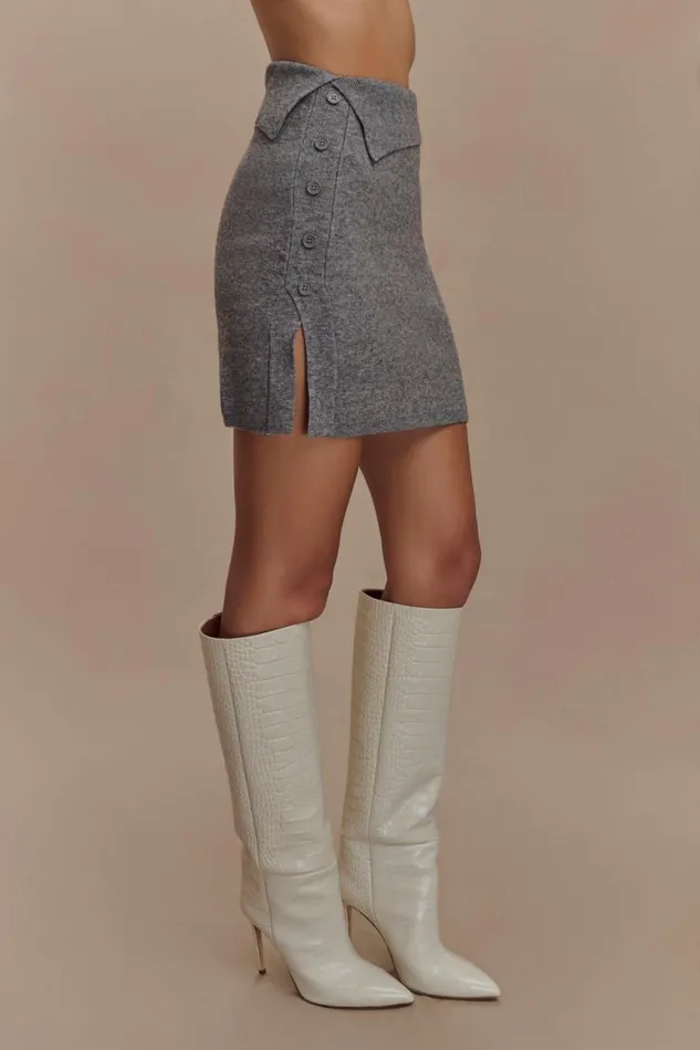 Women Meshki Bottoms Annabelle Knit Mini Skirt 8211 Charcoal