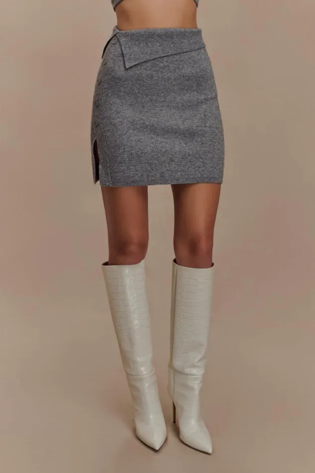 Women Meshki Bottoms Annabelle Knit Mini Skirt 8211 Charcoal