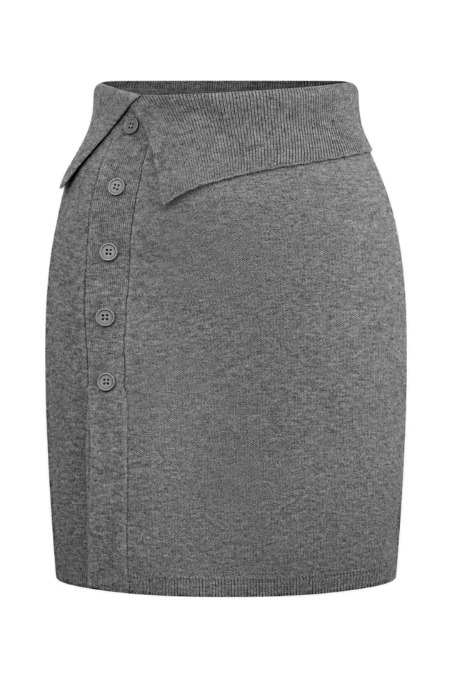 Women Meshki Bottoms Annabelle Knit Mini Skirt 8211 Charcoal