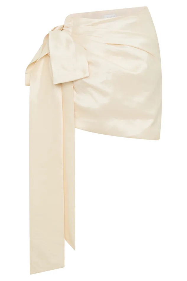 Women Meshki Bottoms Becca Taffeta Mini Skirt With Tie 8211 Ivory