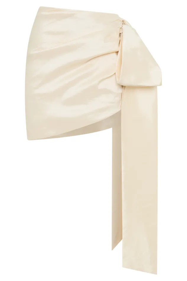 Women Meshki Bottoms Becca Taffeta Mini Skirt With Tie 8211 Ivory