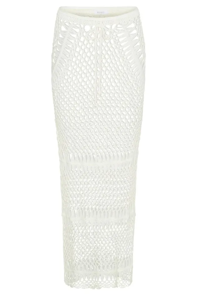 Women Meshki Bottoms Bonnie Crochet Maxi Skirt 8211 White