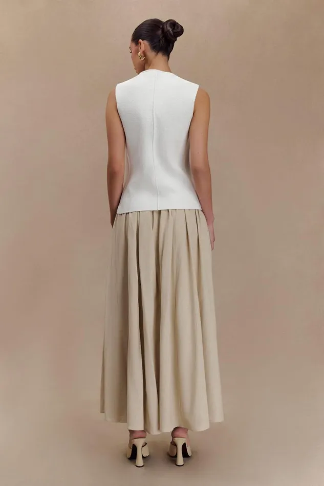 Women Meshki Bottoms Clarence Linen ALine Maxi Skirt 8211 Natural