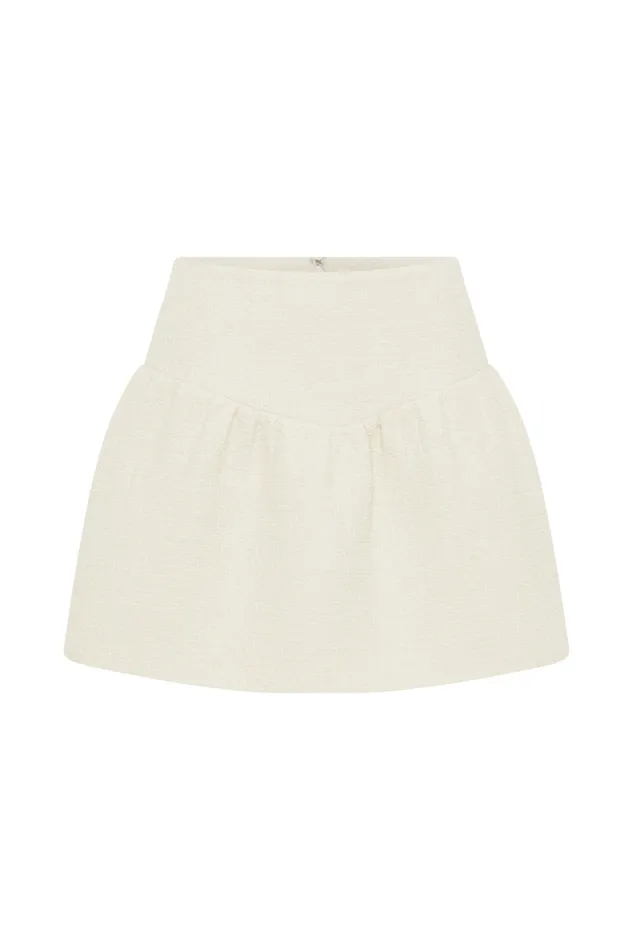 Women Meshki Bottoms Cyrus Gathered Boucle Mini Skirt 8211 Ivory