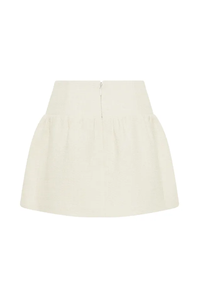 Women Meshki Bottoms Cyrus Gathered Boucle Mini Skirt 8211 Ivory
