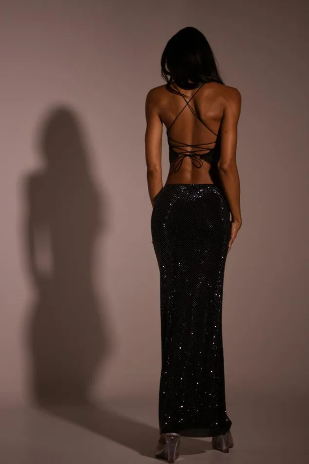 Women Meshki Bottoms Erika Diamante Maxi Skirt 8211 Black