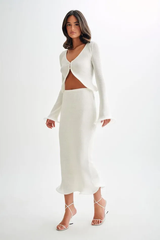 Women Meshki Bottoms Gigi Knit Midi Skirt 8211 Ivory