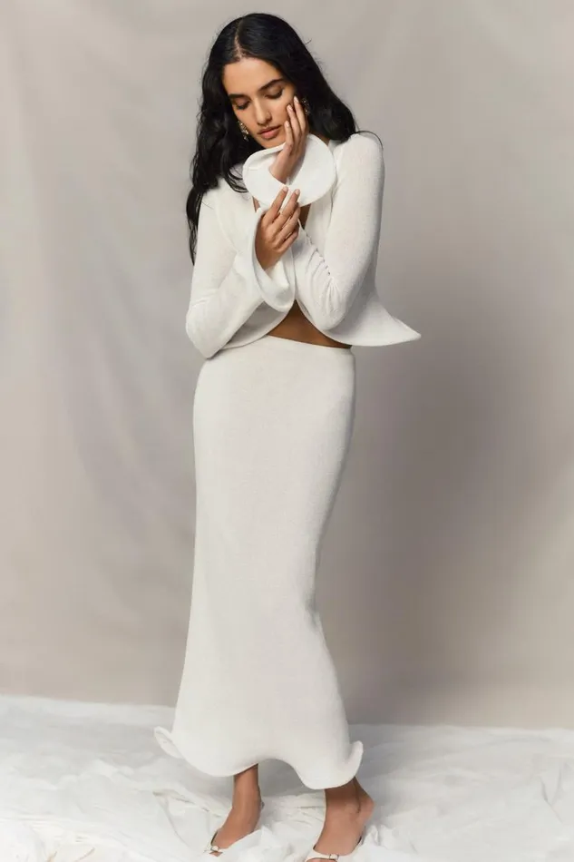 Women Meshki Bottoms Gigi Knit Midi Skirt 8211 Ivory