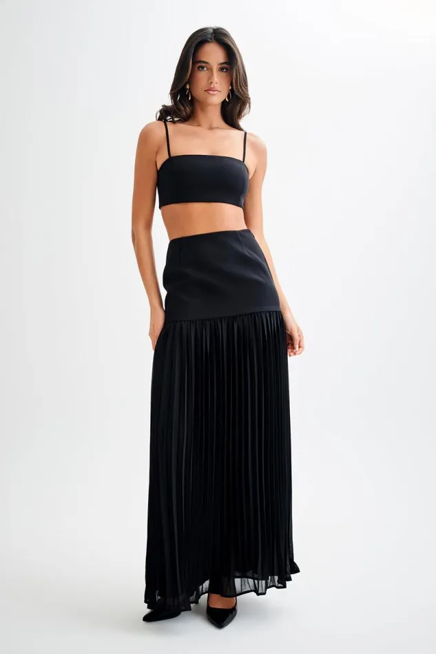 Women Meshki Bottoms Jillian Pleated Maxi Skirt 8211 Black