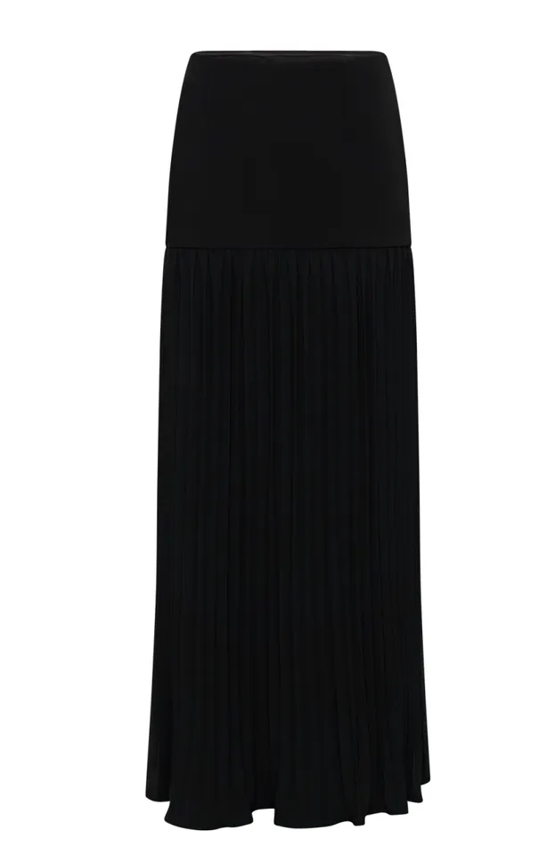 Women Meshki Bottoms Jillian Pleated Maxi Skirt 8211 Black