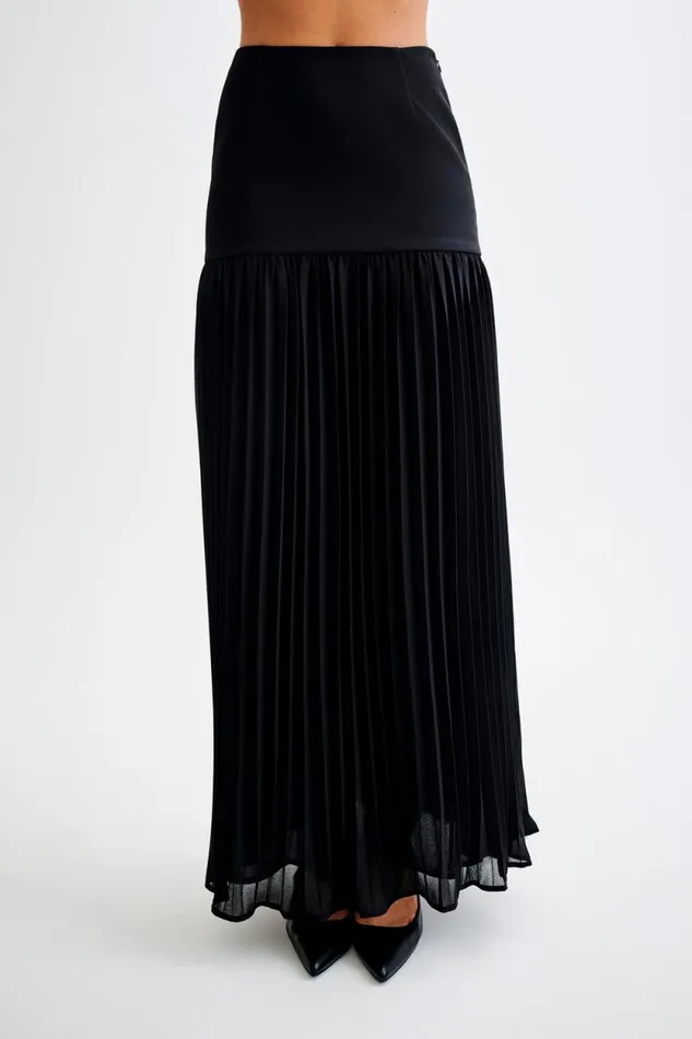 Women Meshki Bottoms Jillian Pleated Maxi Skirt 8211 Black