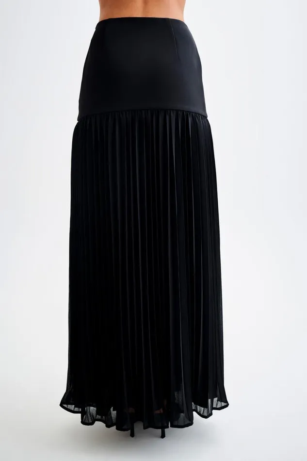 Women Meshki Bottoms Jillian Pleated Maxi Skirt 8211 Black