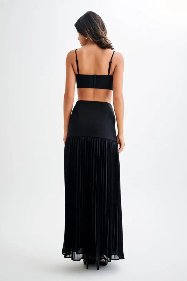 Women Meshki Bottoms Jillian Pleated Maxi Skirt 8211 Black