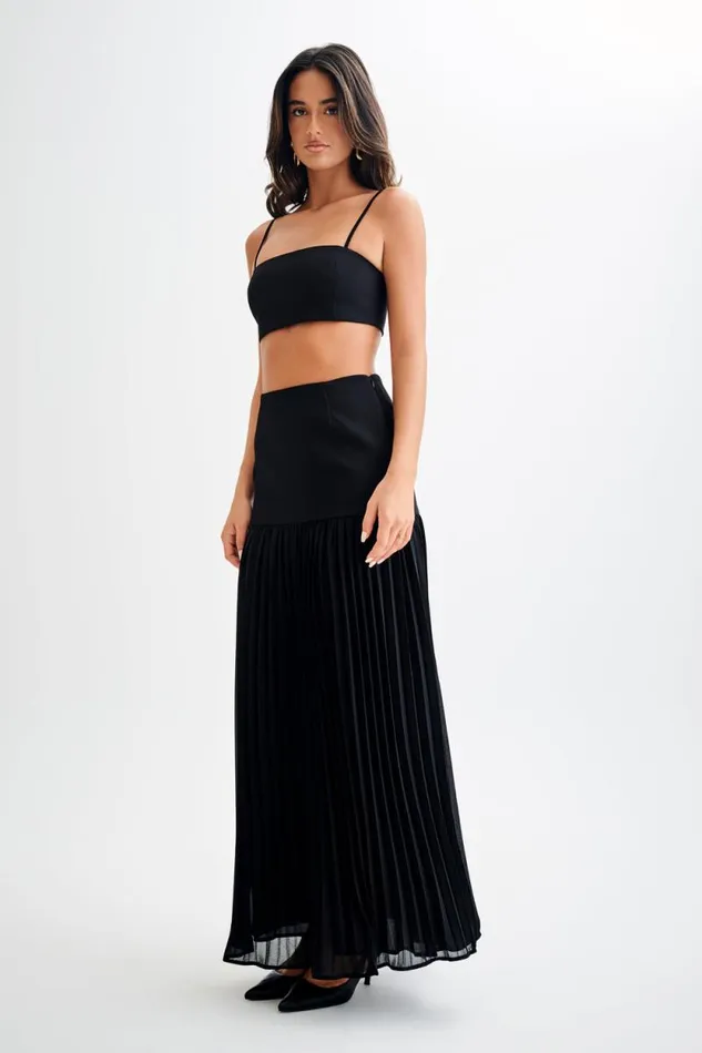 Women Meshki Bottoms Jillian Pleated Maxi Skirt 8211 Black
