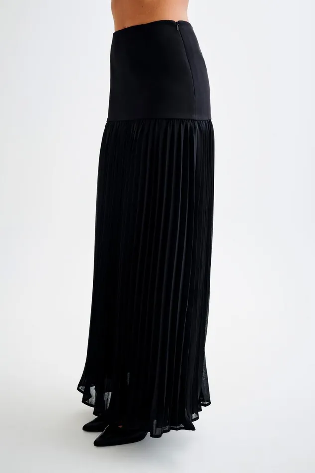 Women Meshki Bottoms Jillian Pleated Maxi Skirt 8211 Black