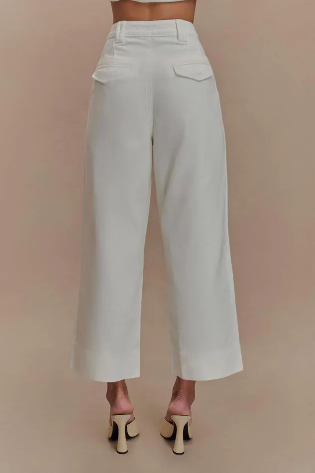Women Meshki Bottoms Kaitlyn Cropped Wide Leg Jeans 8211 White