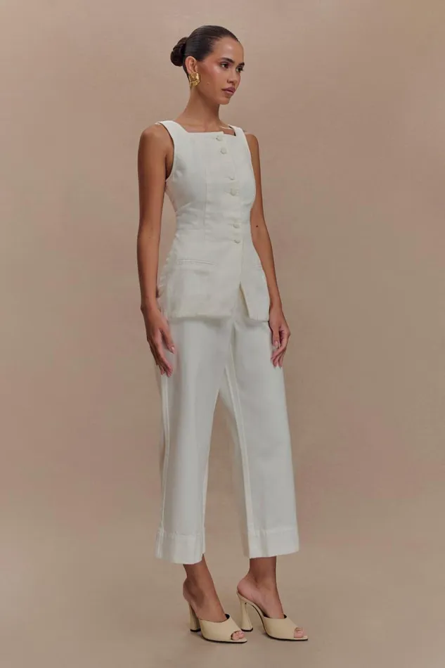 Women Meshki Bottoms Kaitlyn Cropped Wide Leg Jeans 8211 White
