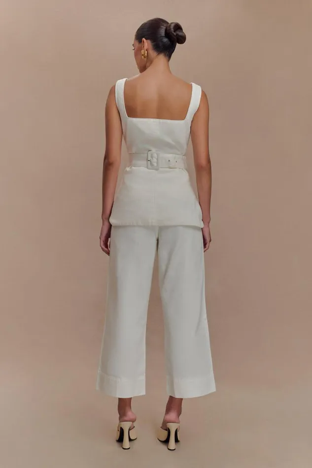 Women Meshki Bottoms Kaitlyn Cropped Wide Leg Jeans 8211 White